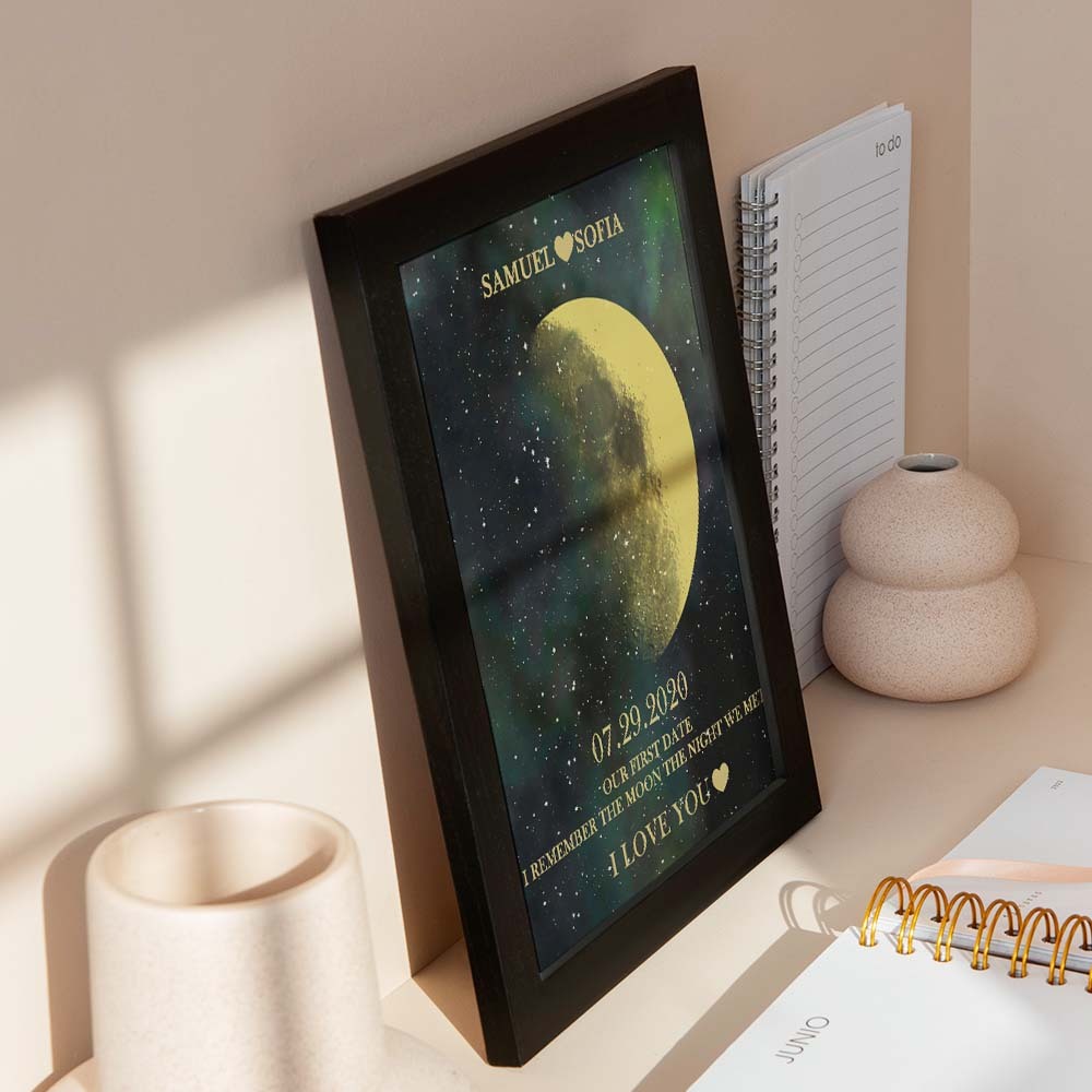 Custom Moon Phase Gold Print Frame Gifts for Birthday and Anniversary - MyFaceBoxer
