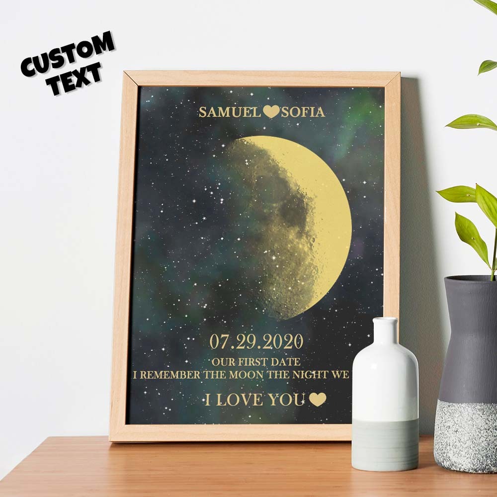 Custom Moon Phase Gold Print Frame Gifts for Birthday and Anniversary - MyFaceBoxer