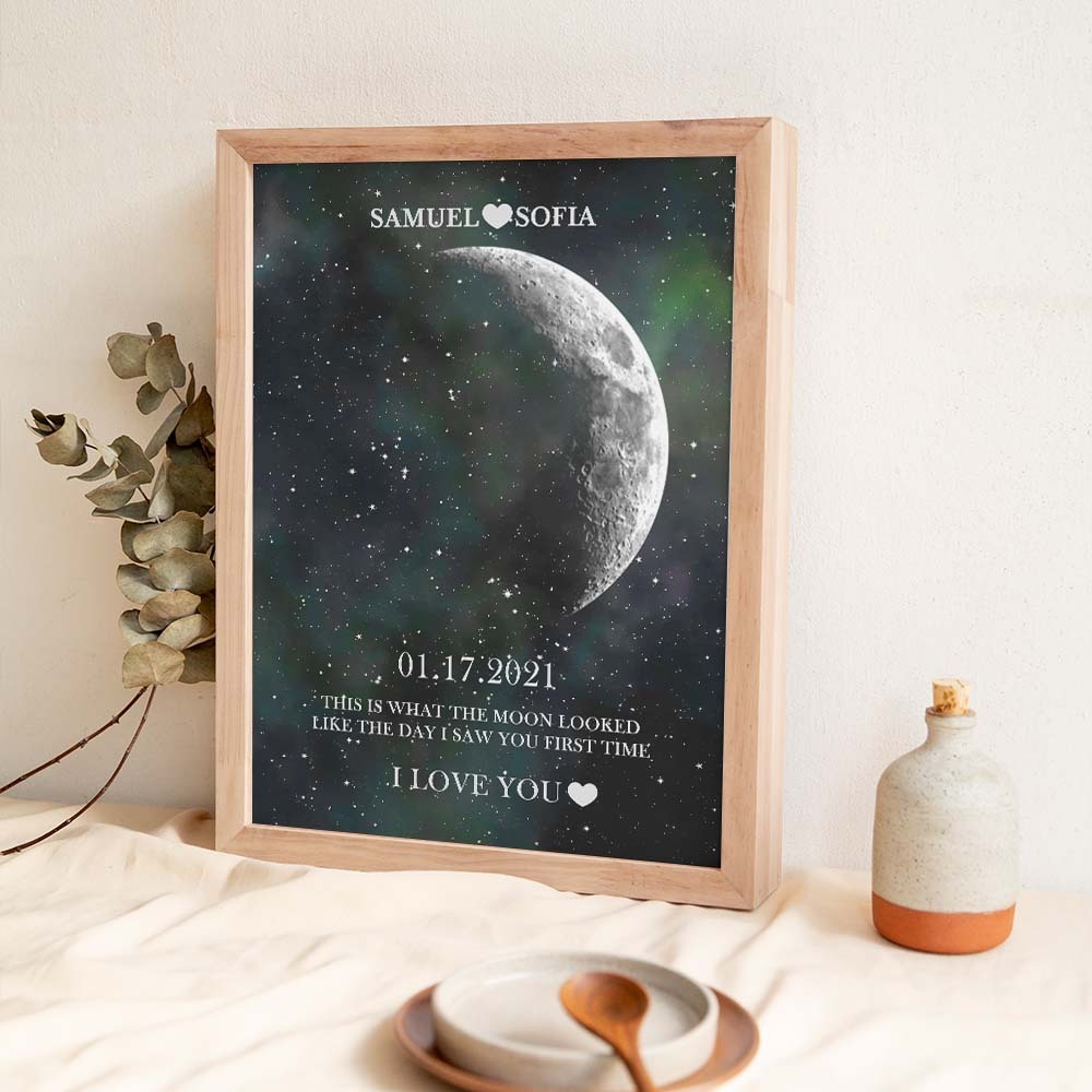 Custom Moon Phase Print Frame Anniversary Gifts for Her - MyFaceBoxer