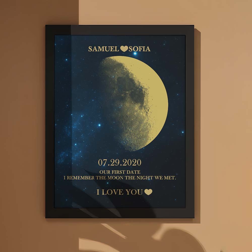 Custom Moon Phase Gold Print Frame Gifts for Birthday and Anniversary - MyFaceBoxer