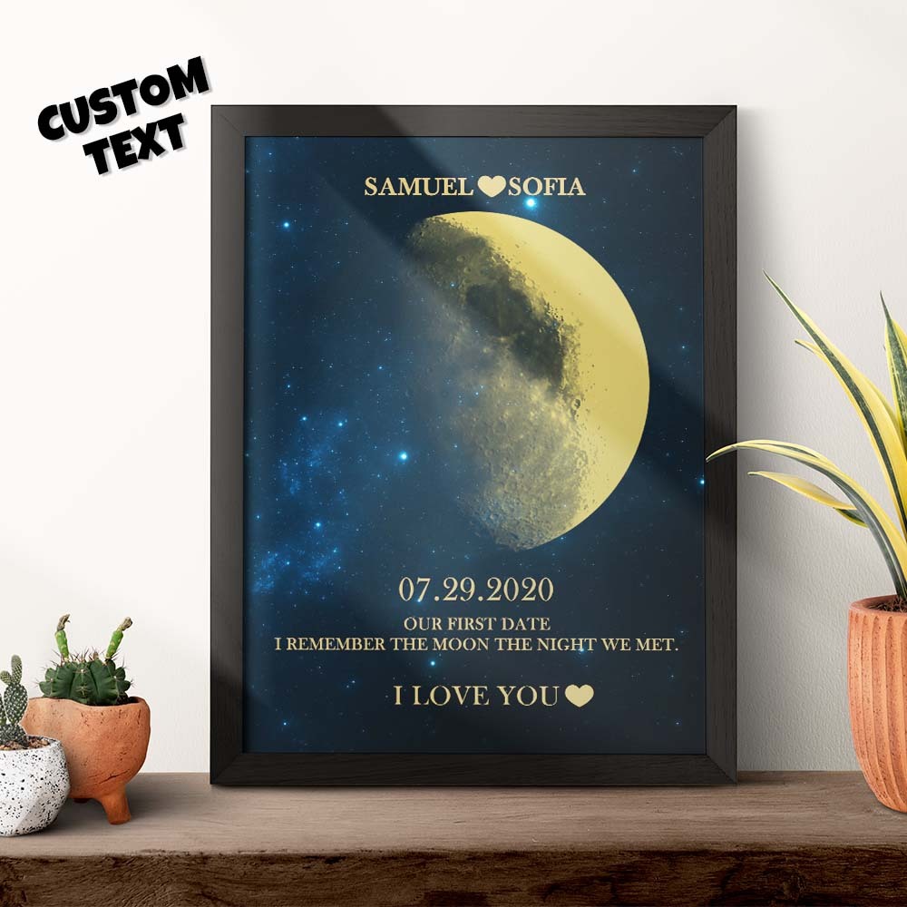 Custom Moon Phase Gold Print Frame Gifts for Birthday and Anniversary - MyFaceBoxer
