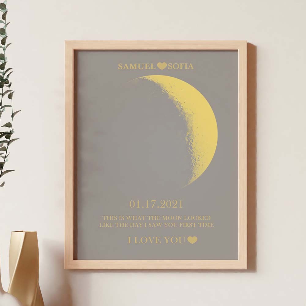 Custom Moon Phase Gold Print Frame Gifts for Birthday and Anniversary - MyFaceBoxer