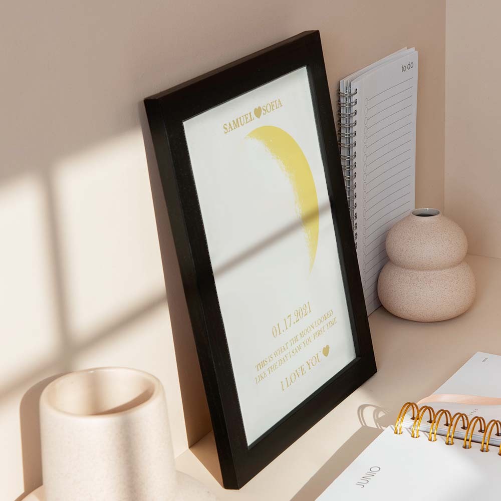 Custom Moon Phase Gold Print Frame Gifts for Birthday and Anniversary - MyFaceBoxer