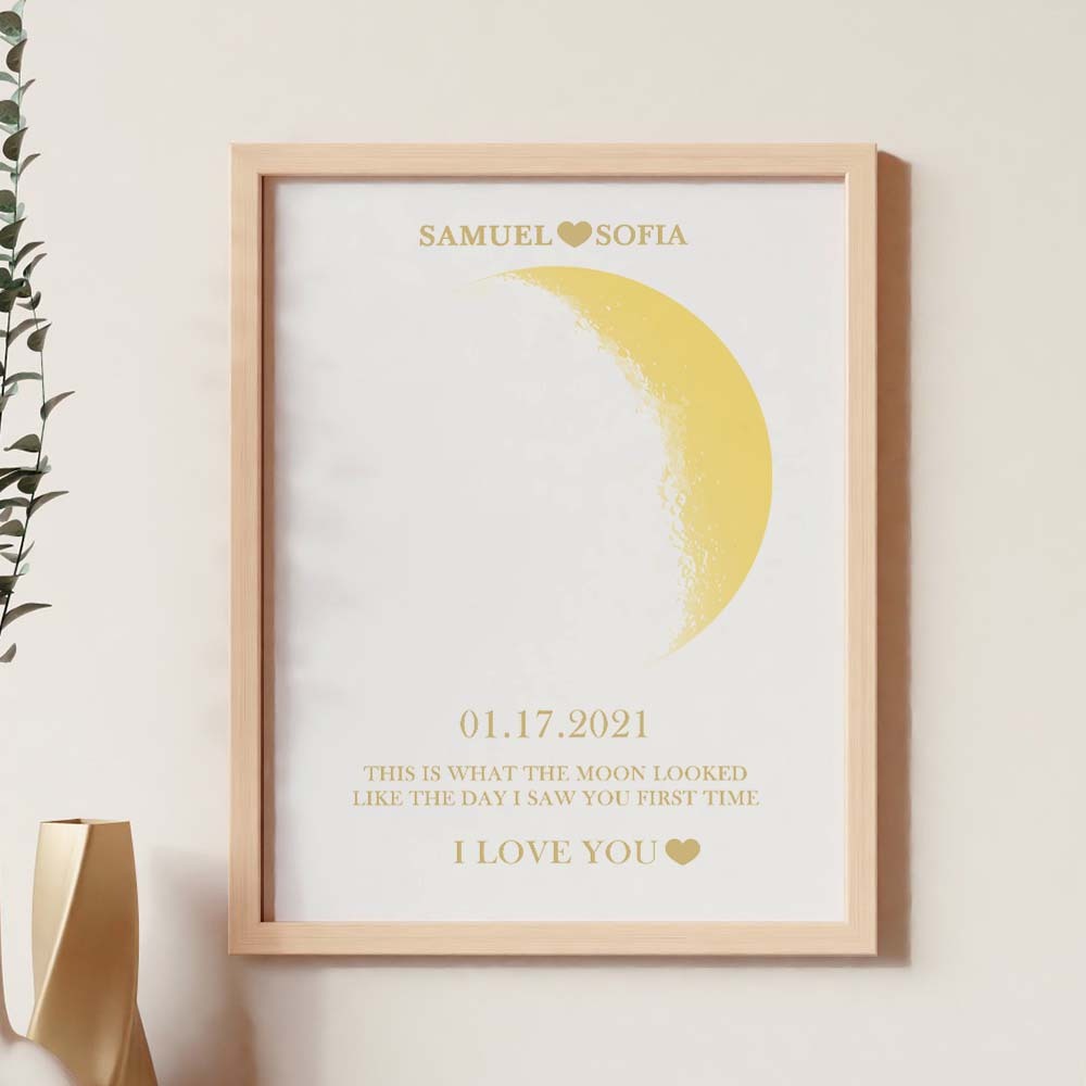 Custom Moon Phase Gold Print Frame Gifts for Birthday and Anniversary - MyFaceBoxer