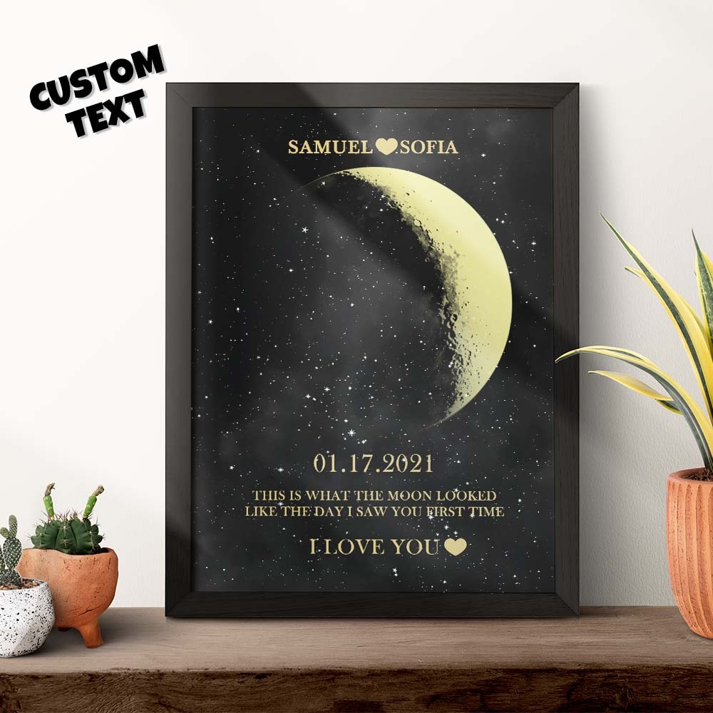 Custom Moon Phase Gold Print Frame Gifts for Birthday and Anniversary - MyFaceBoxer