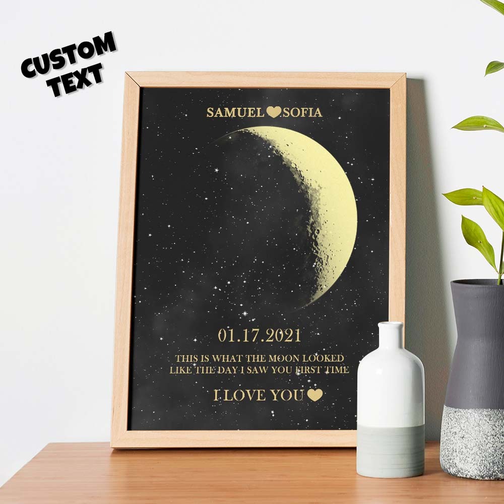 Custom Moon Phase Gold Print Frame Gifts for Birthday and Anniversary - MyFaceBoxer