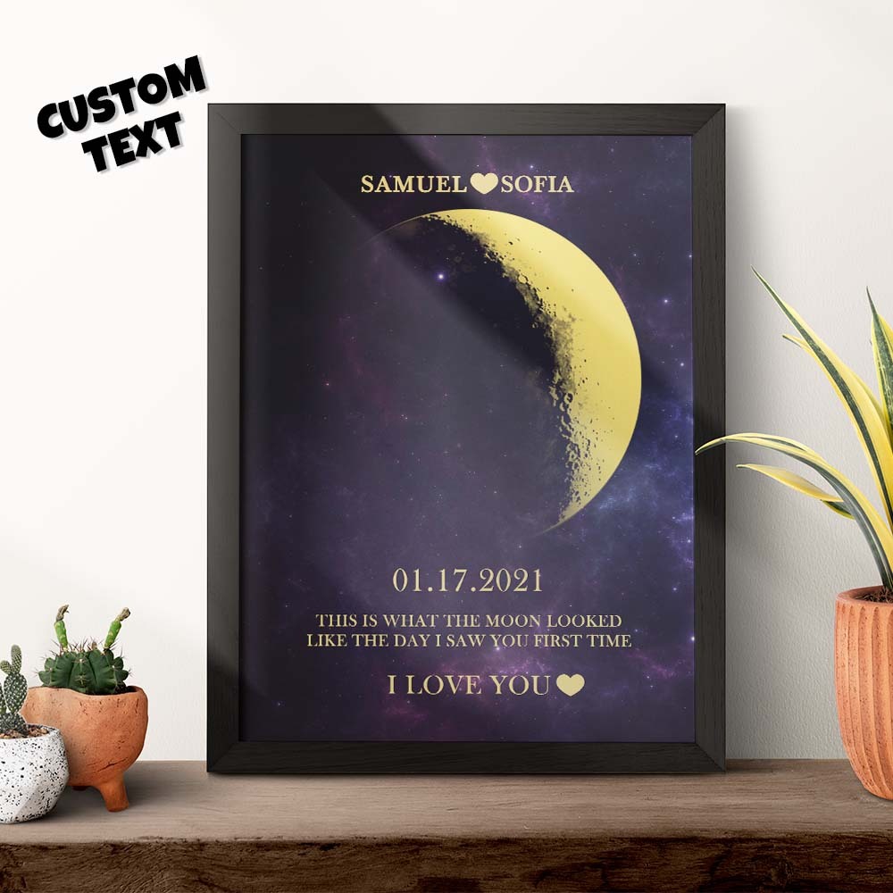 Custom Moon Phase Gold Print Frame Gifts for Birthday and Anniversary - MyFaceBoxer