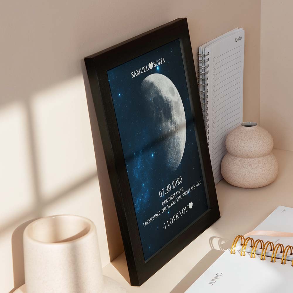 Custom Moon Phase Print Frame Anniversary Gifts for Her - MyFaceBoxer
