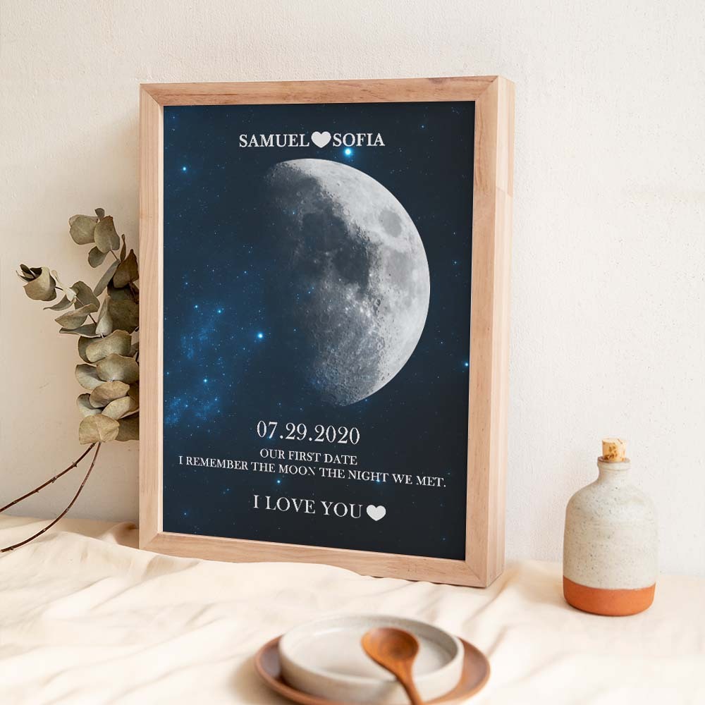 Custom Moon Phase Print Frame Anniversary Gifts for Her - MyFaceBoxer
