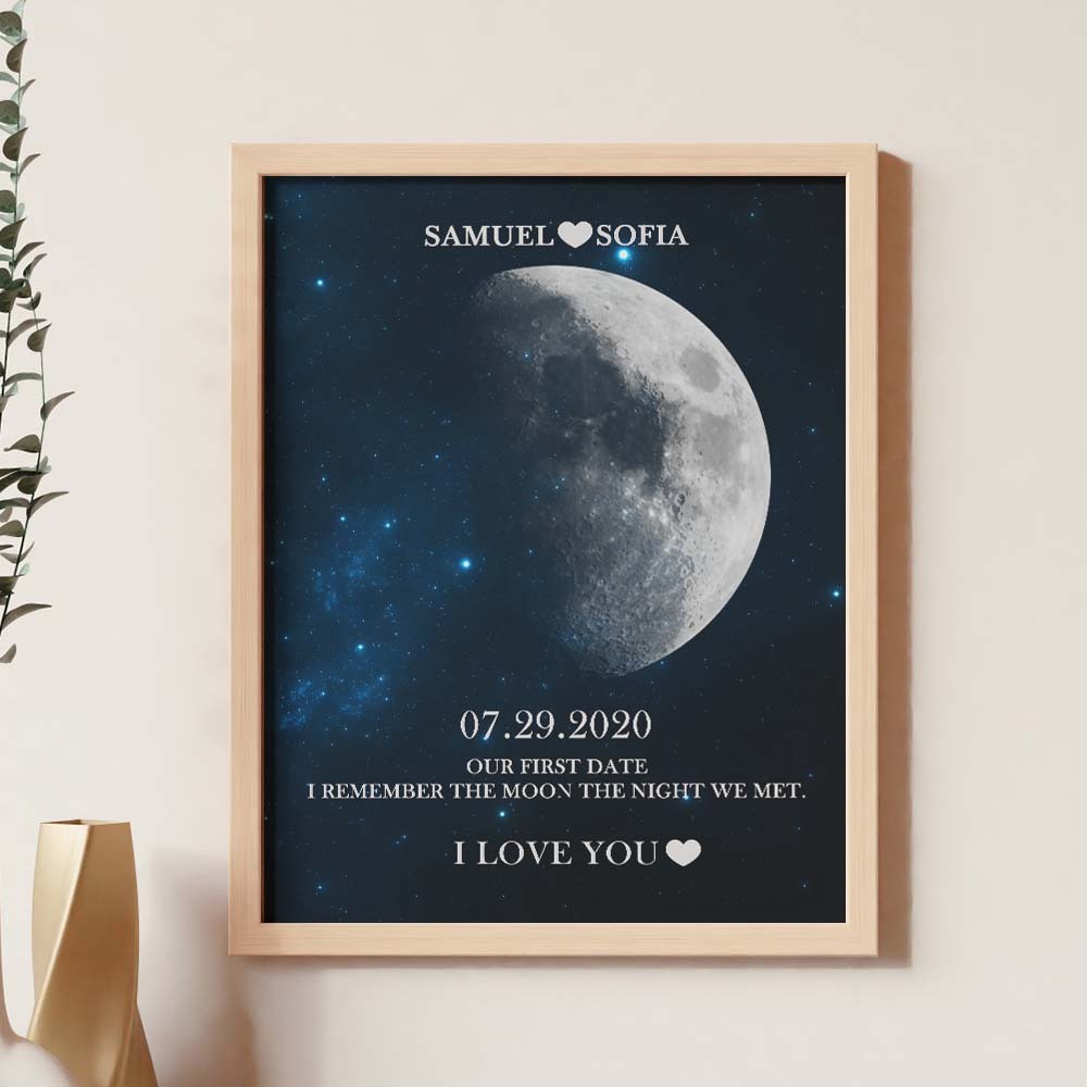 Custom Moon Phase Print Frame Anniversary Gifts for Her - MyFaceBoxer