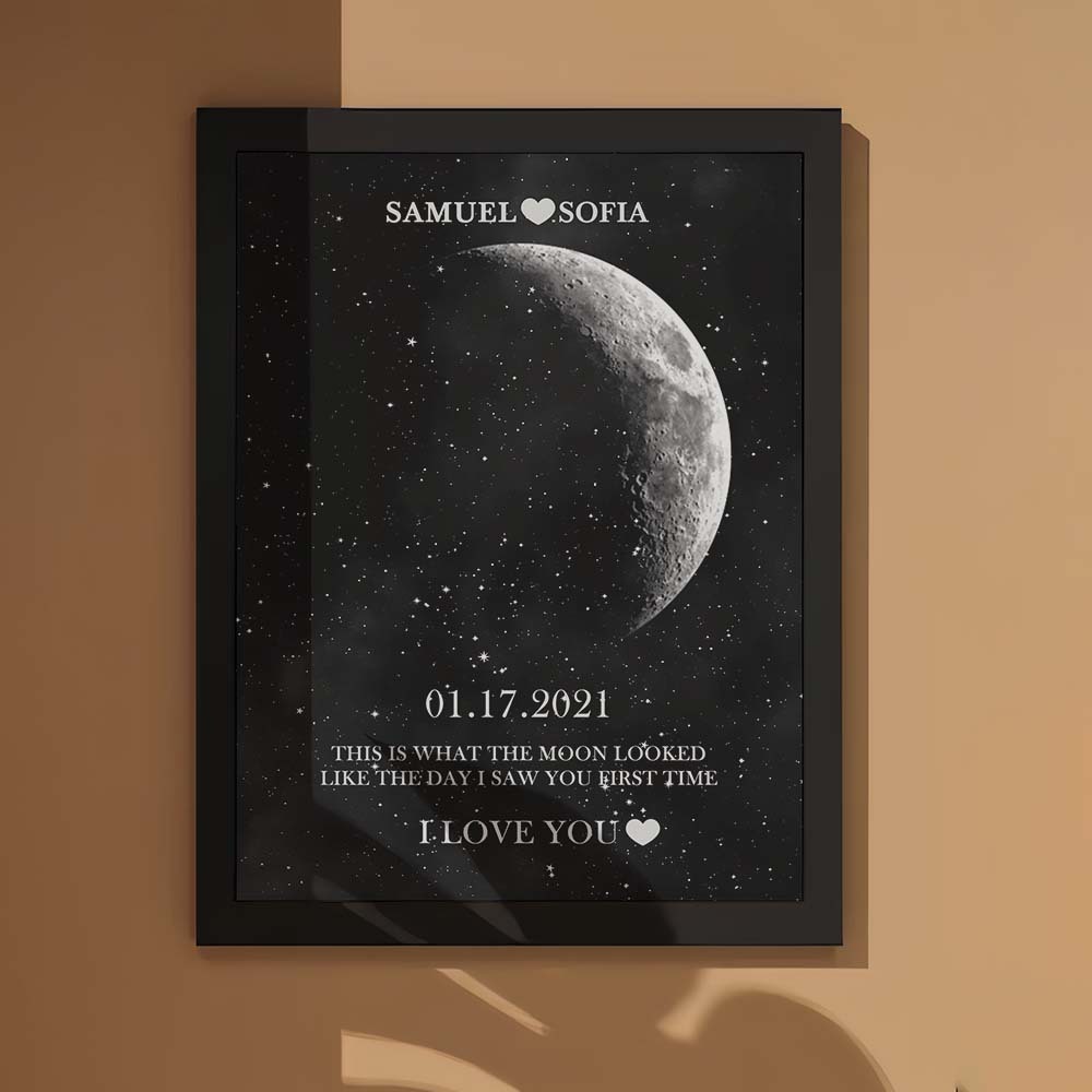Custom Moon Phase Print Frame Anniversary Gifts for Her - MyFaceBoxer