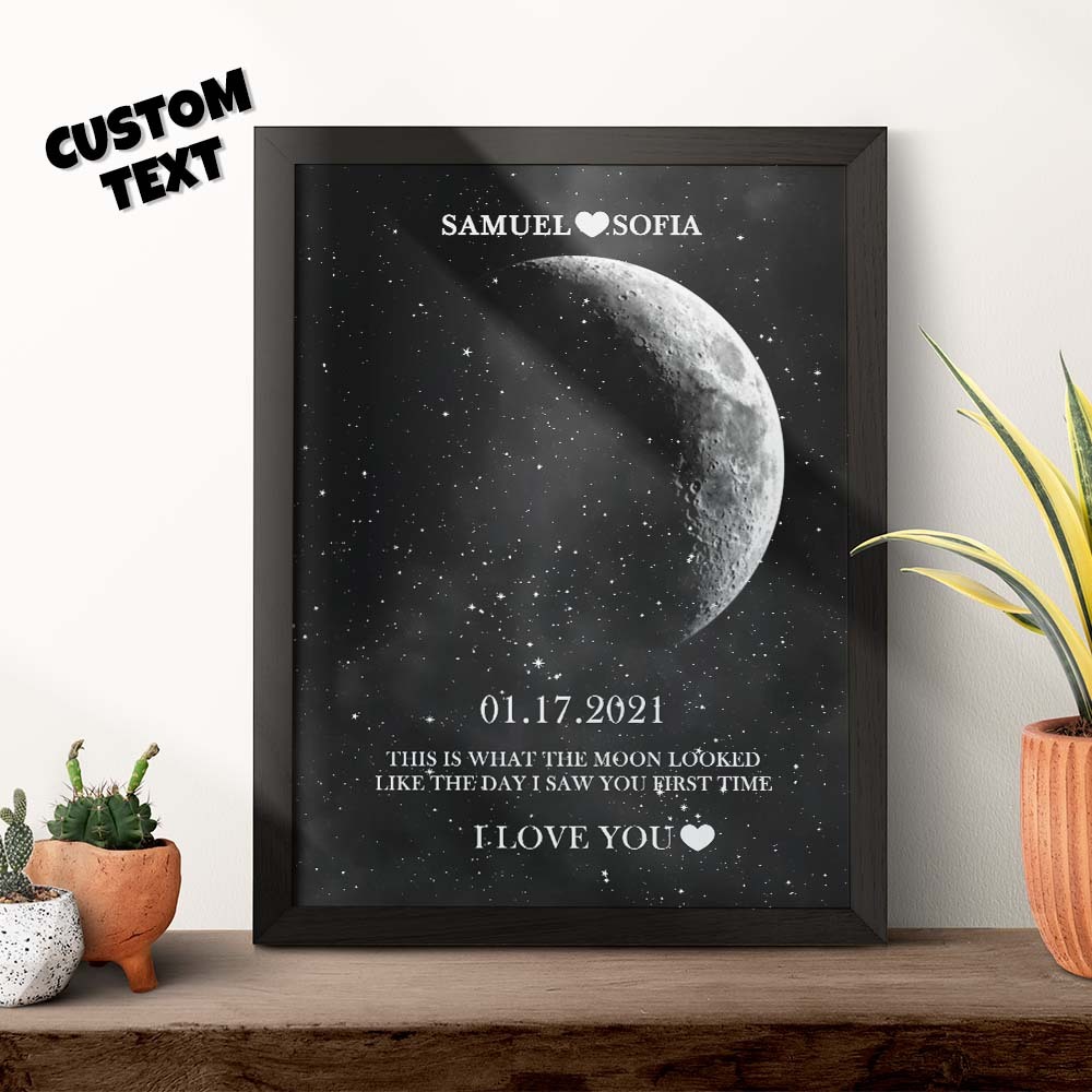 Custom Moon Phase Print Frame Anniversary Gifts for Her - MyFaceBoxer