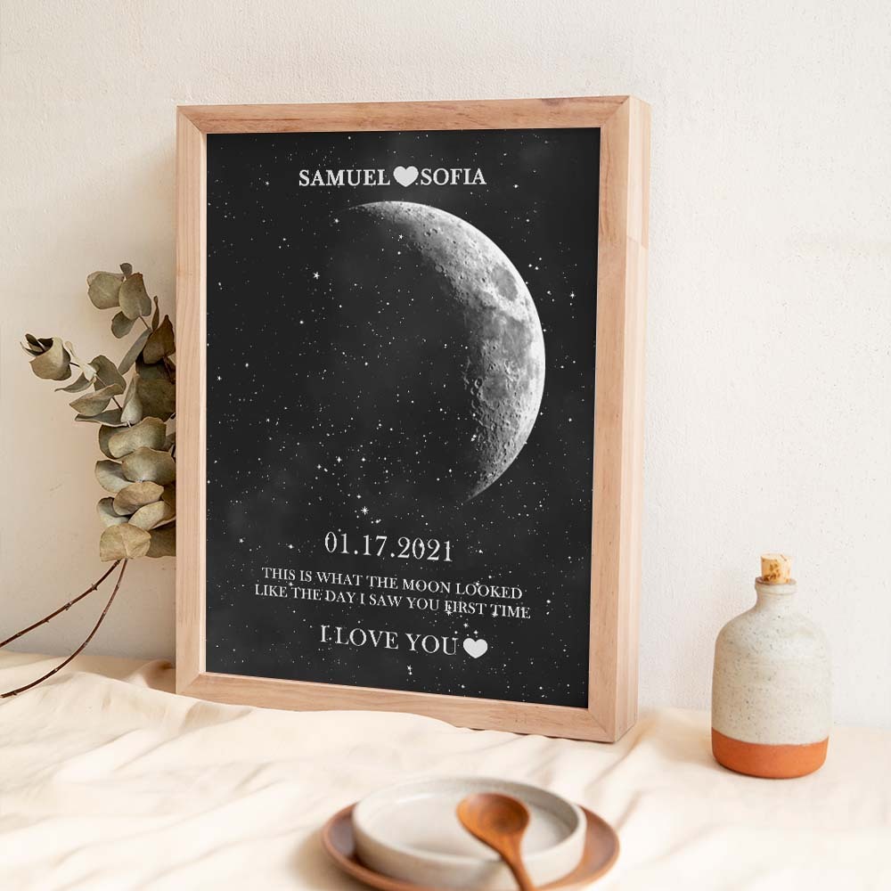 Custom Moon Phase Print Frame Anniversary Gifts for Her - MyFaceBoxer