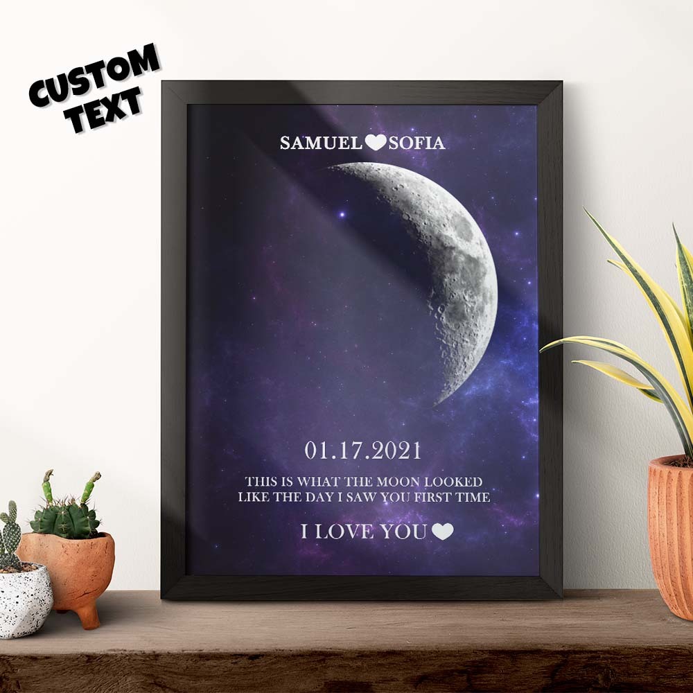 Custom Moon Phase Print Frame Anniversary Gifts for Her - MyFaceBoxer