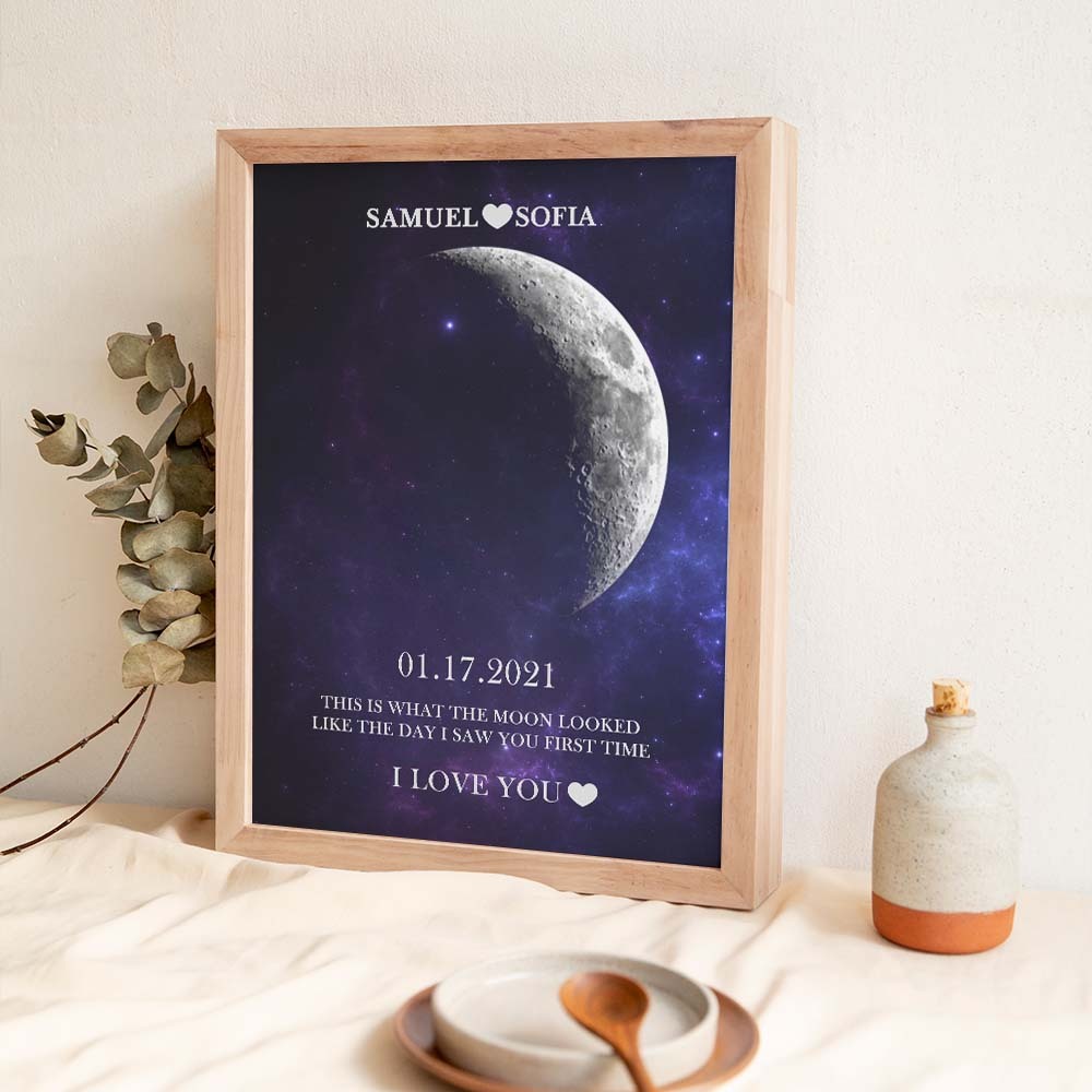 Custom Moon Phase Print Frame Anniversary Gifts for Her - MyFaceBoxer