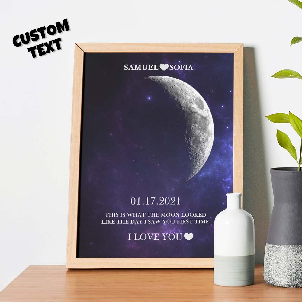 Custom Moon Phase Print Frame Anniversary Gifts for Her - MyFaceBoxer