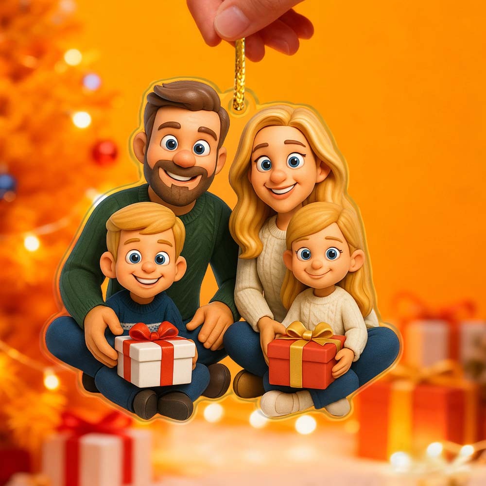 Personalized Cartoon Portrait Family Acrylic Ornament Christmas Decoration