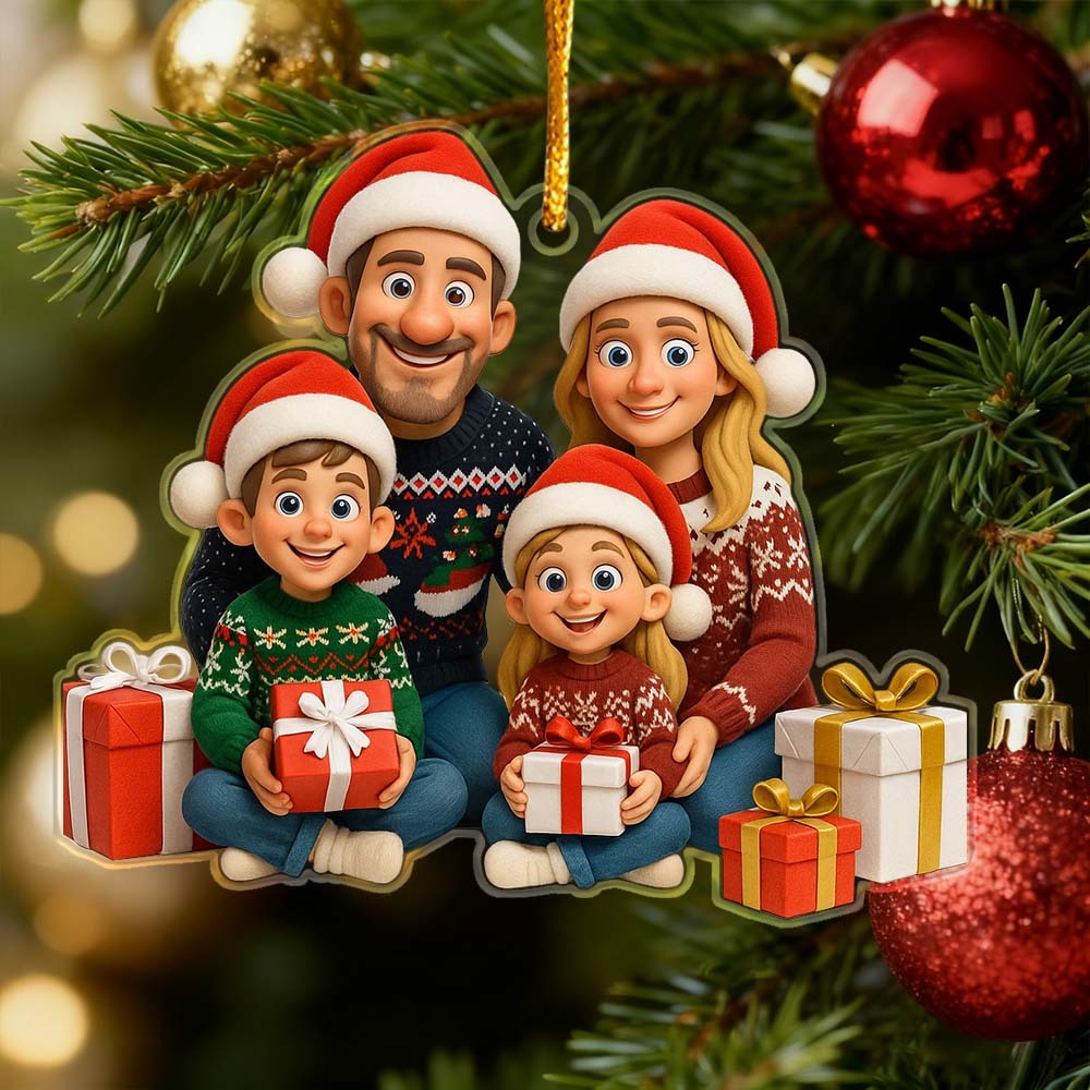 Personalized Cartoon Portrait Family Acrylic Ornament Christmas Decoration