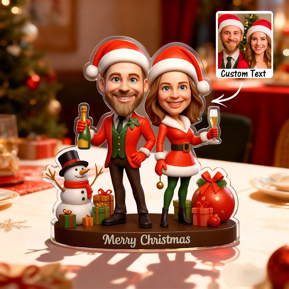 Personalized Couple Portrait Christmas Gift Acrylic Plaque