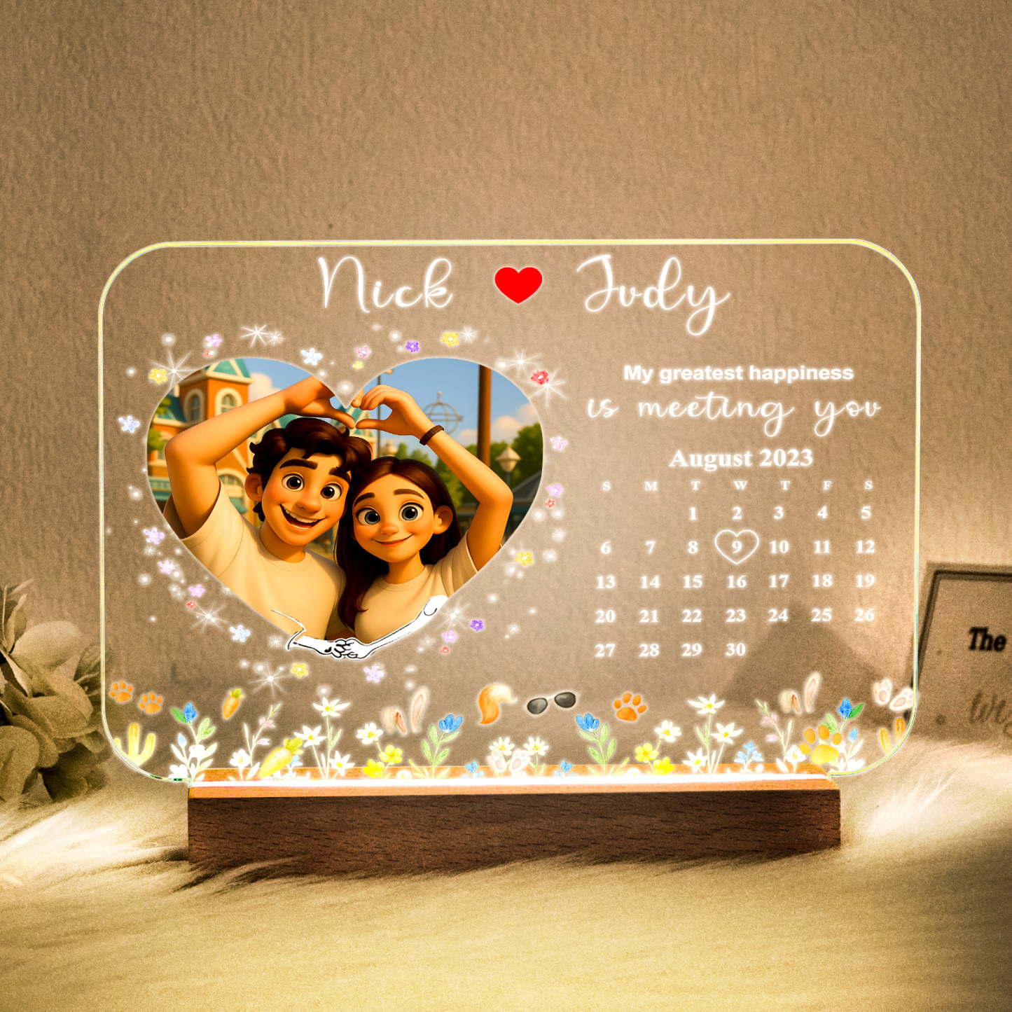 Personalized Photo LED Light Frame Gift for Love's Sweetest Moments - My Greatest Happiness Is Meeting You
