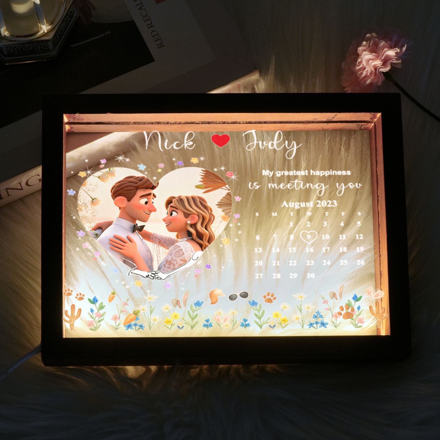 Personalized Photo LED Light Frame Gift for Love's Sweetest Moments - My Greatest Happiness Is Meeting You