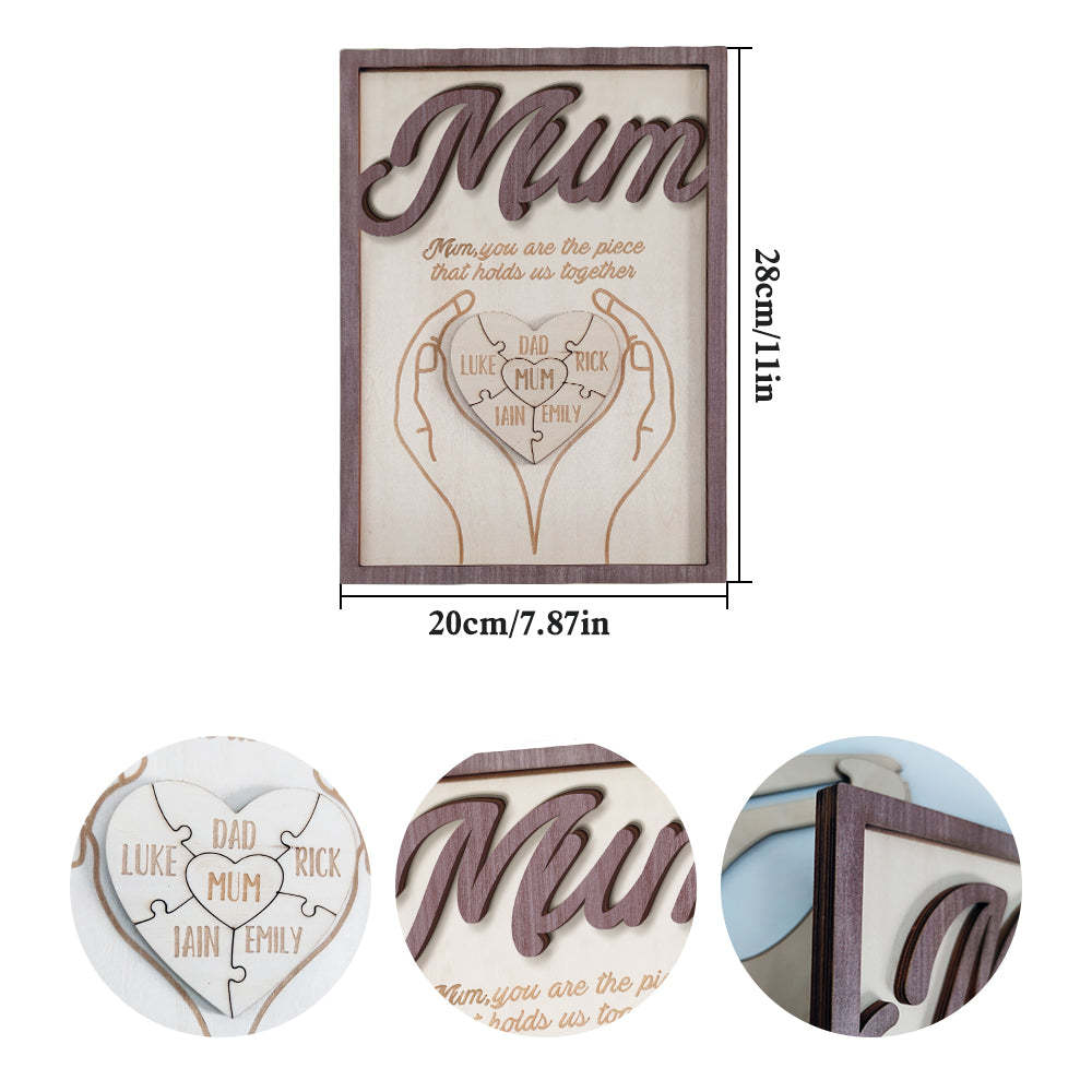 You Are the Piece That Holds Us Together Personalized Mum Puzzle Plaque Mum Puzzle Sign Mother's Day Gift - MyFaceBoxer