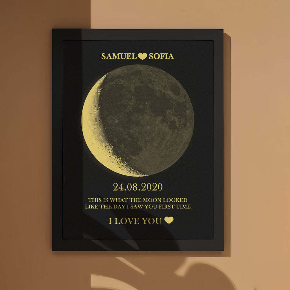 Custom Moon Phase Wooden Frame Personalized Name Title and Text - MyFaceBoxer