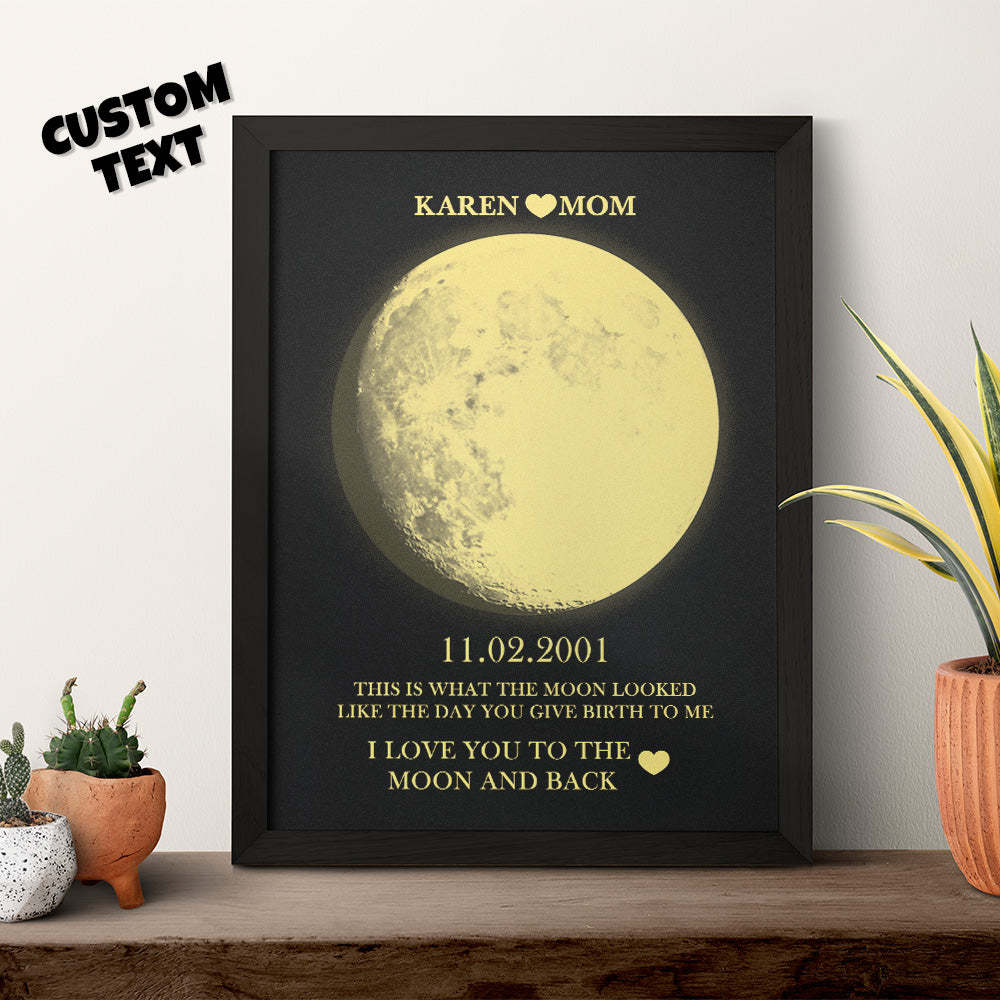 Custom Moon Phase Wooden Frame Personalized Name Title and Text - MyFaceBoxer