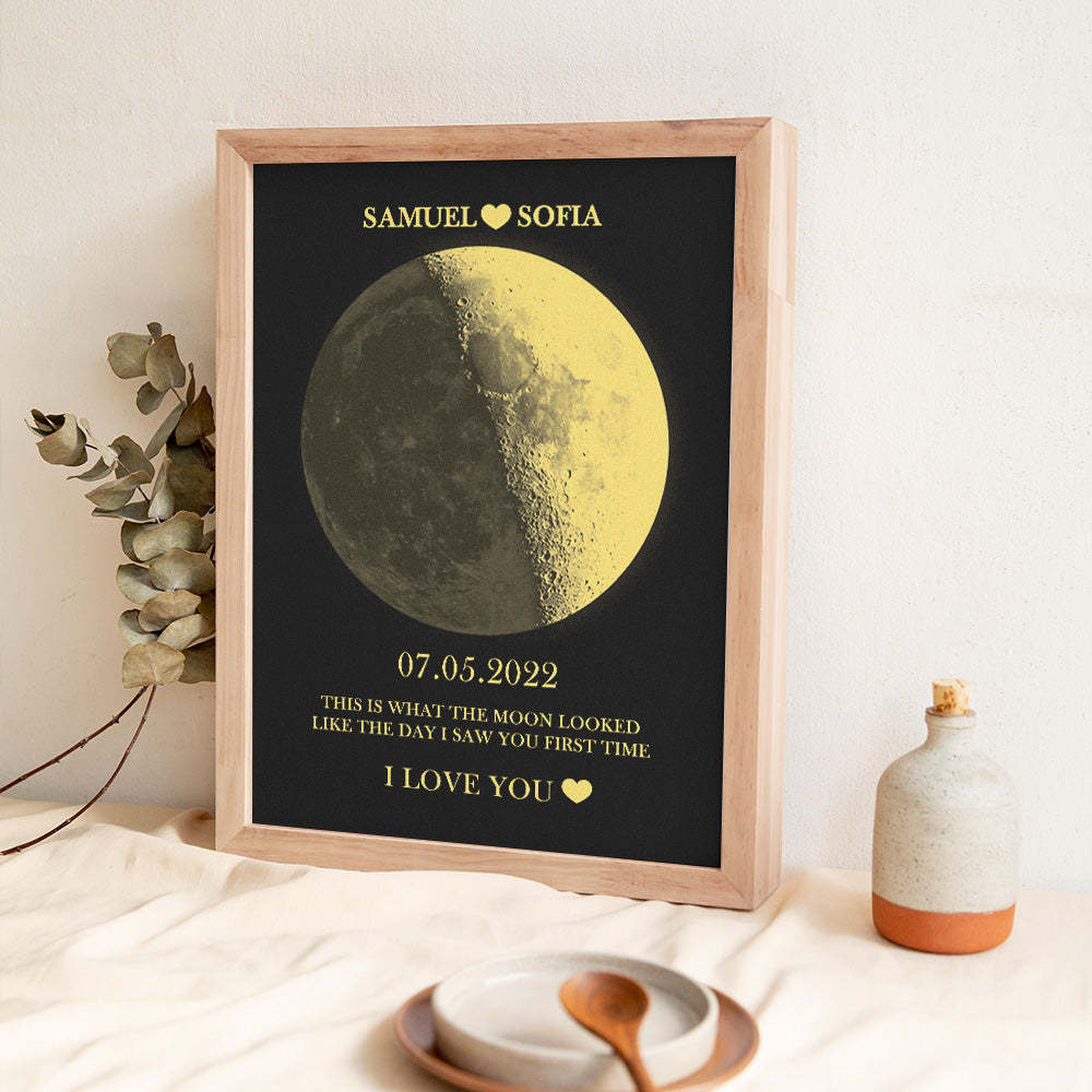 Custom Moon Phase Wooden Frame Personalized Name Title and Text - MyFaceBoxer
