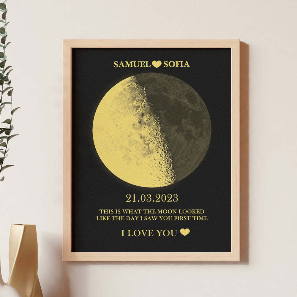 Custom Moon Phase Wooden Frame Personalized Name Title and Text - MyFaceBoxer