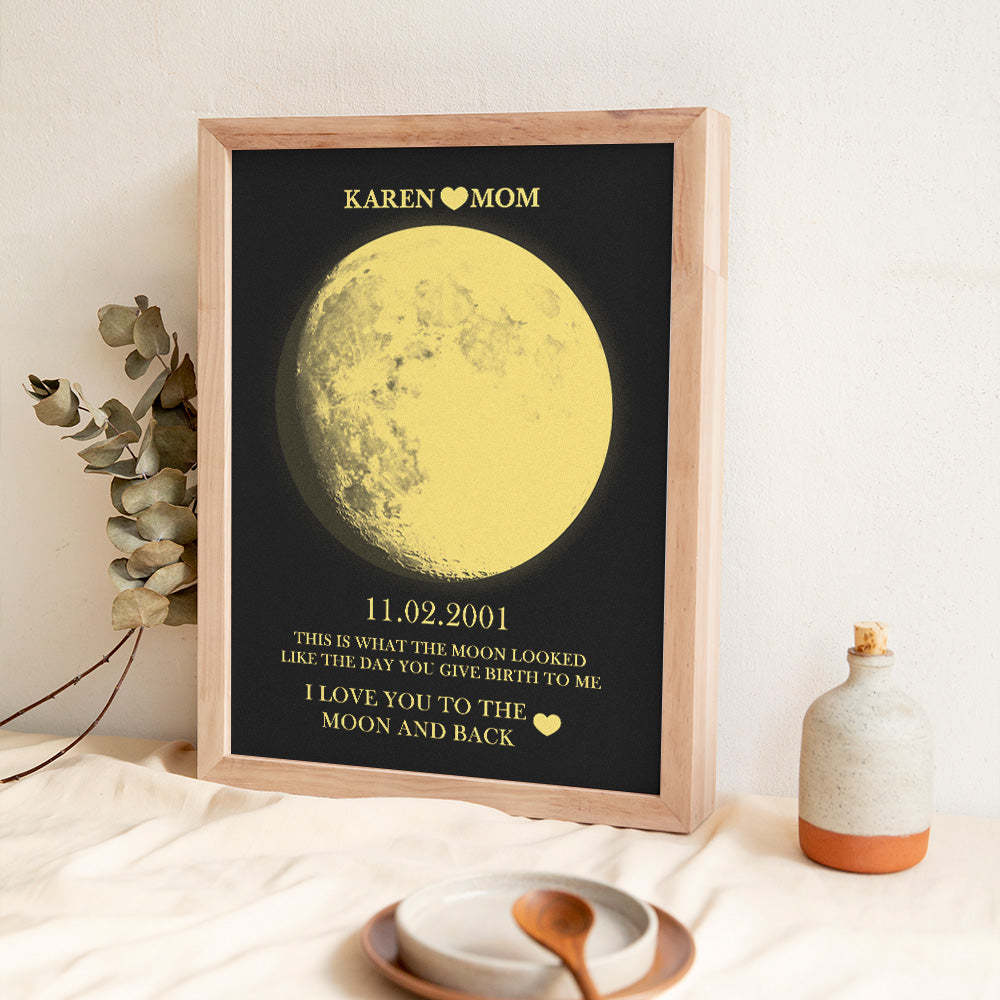 Custom Moon Phase Wooden Frame Personalized Name Title and Text - MyFaceBoxer