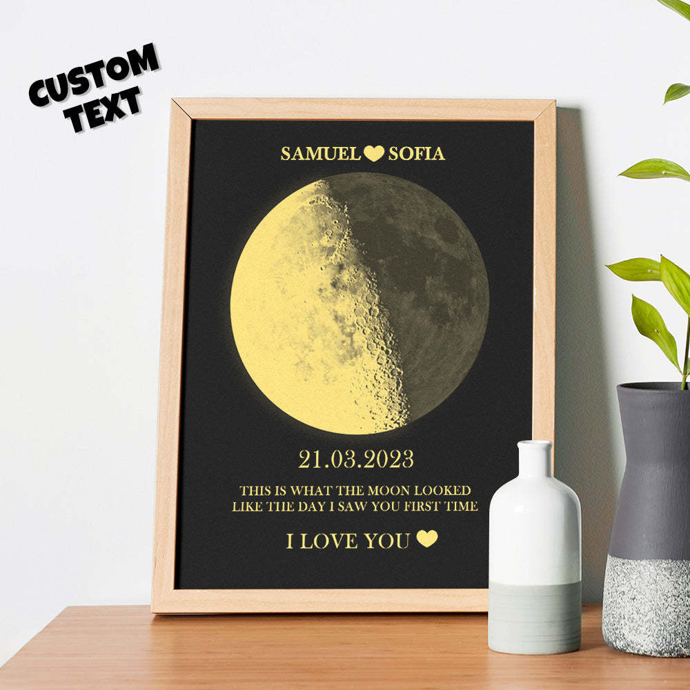 Custom Moon Phase Wooden Frame Personalized Name Title and Text - MyFaceBoxer