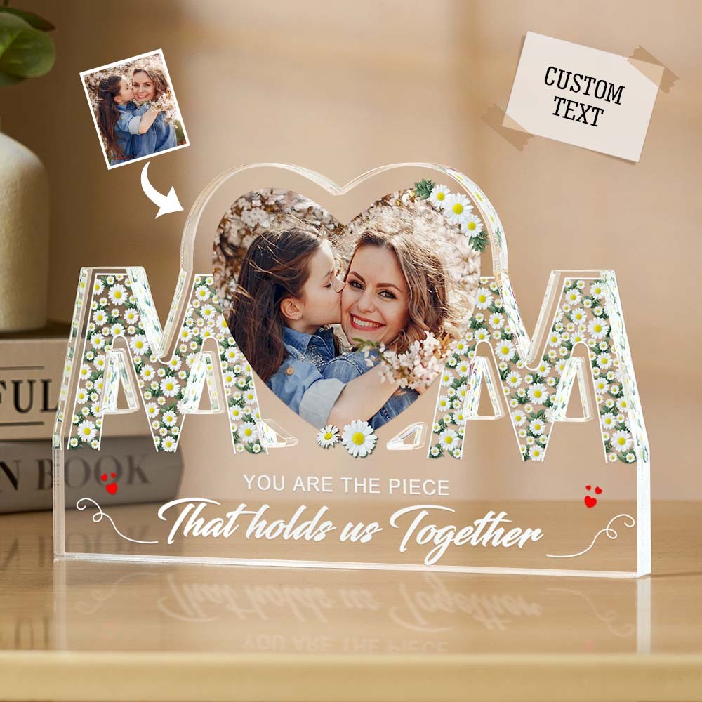 Personalized Photo MOM Shaped Acrylic Plaque Custom Home Decoration Mother's Day Gift - MyFaceBoxer