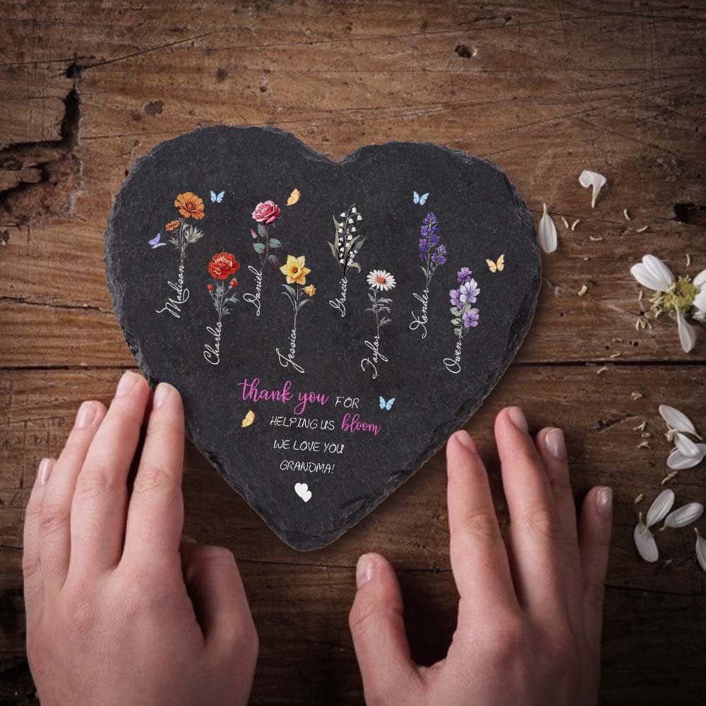 Custom Birth Flowers Garden Stone Personalized Grandma's Garden Stone for Mother's Day Gift - MyFaceBoxer