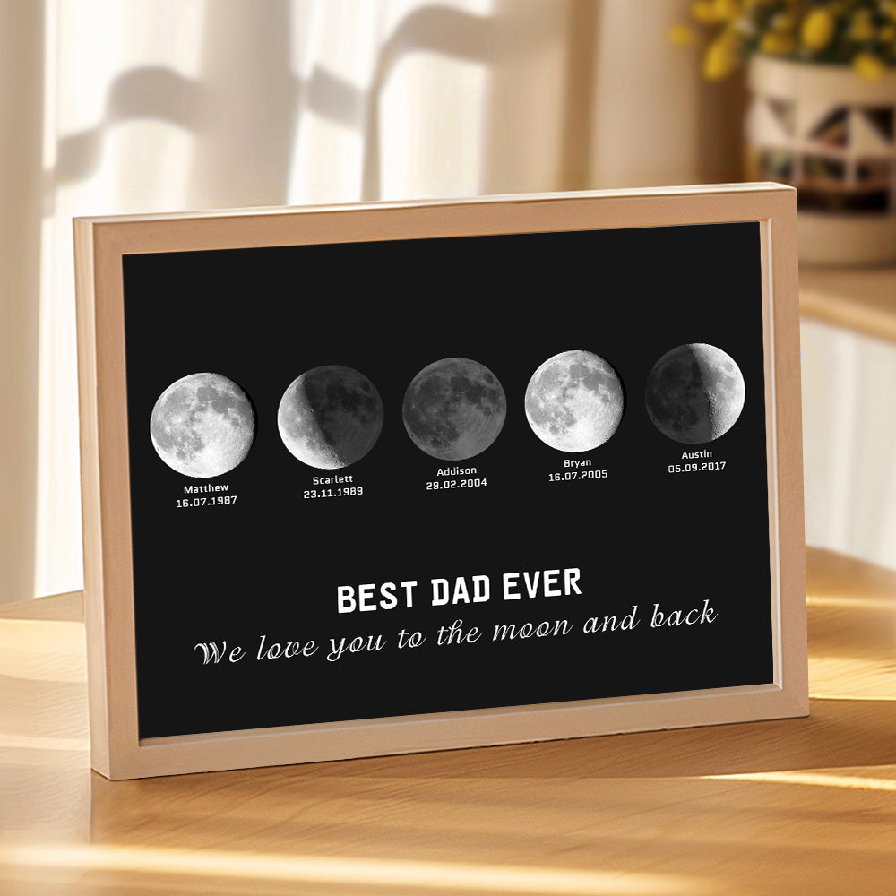 Father's Day Gifts Personalized Moon Phase Wood Frame Family Keepsake Gifts for Dad