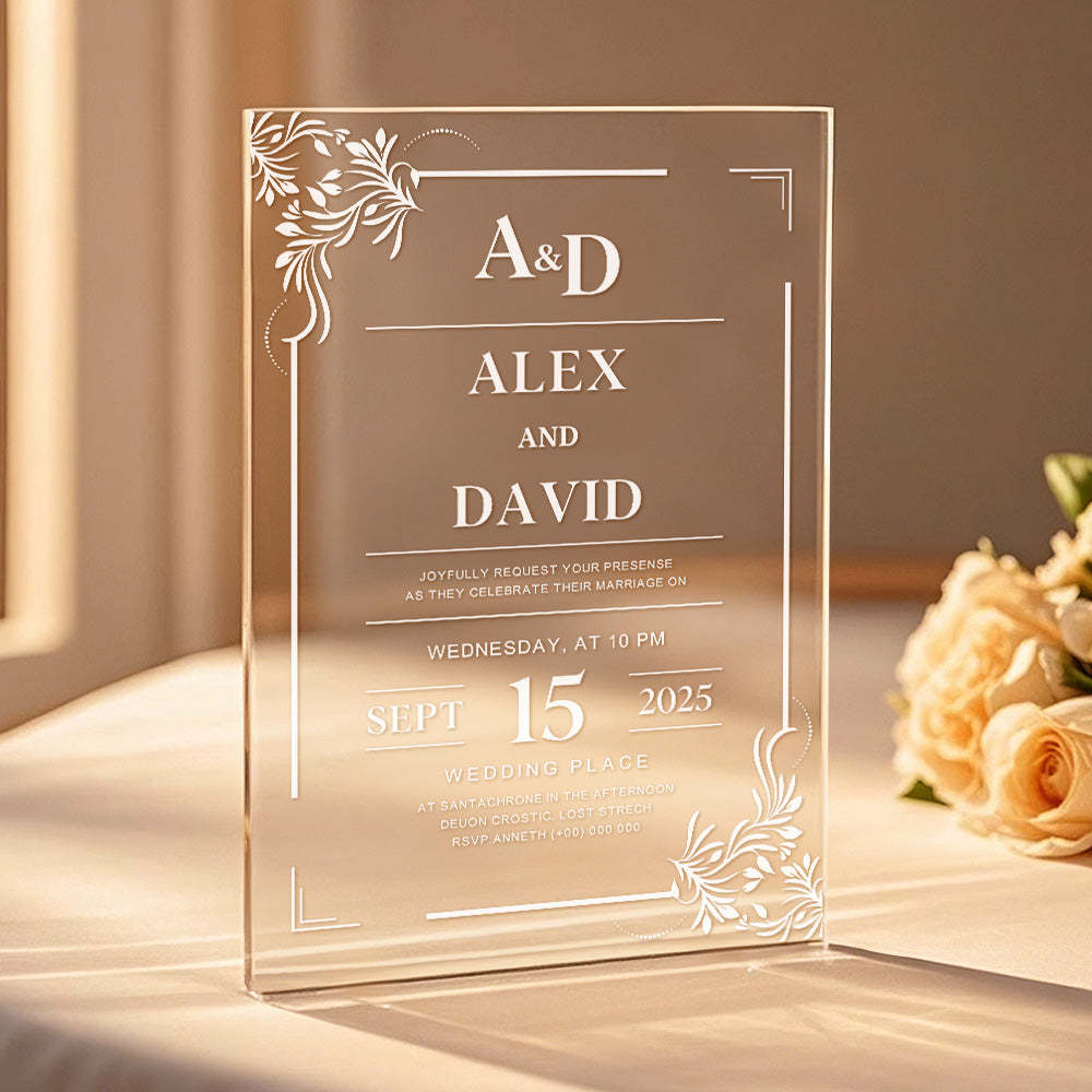 Personalized Acrylic Wedding Invitation Party Invitations - MyFaceBoxer