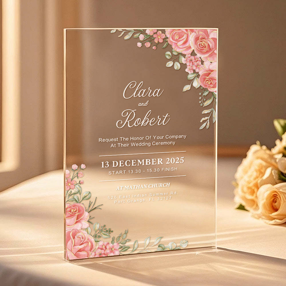 Personalized Acrylic Wedding Invitation Party Invitations Wedding Gift - MyFaceBoxer