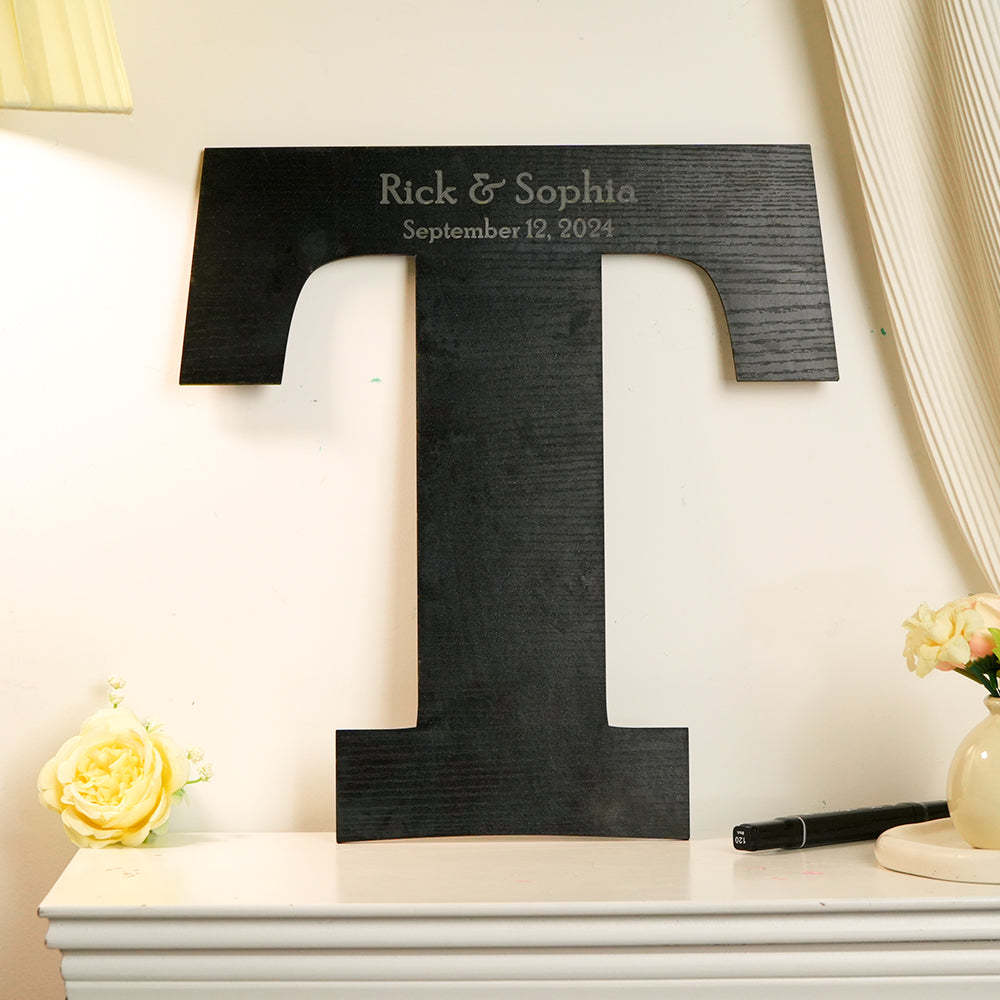 Personalized Black Wooden Name Sign Custom Letter Guest Book Wedding Guest Book - MyFaceBoxer