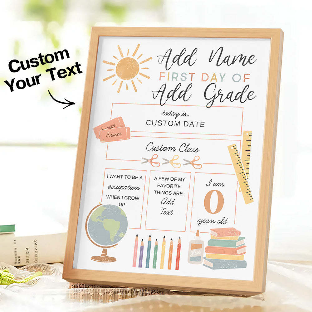 Personalized Back to School Sign First Day of School Sign Gifts for Kids - MyFaceBoxer