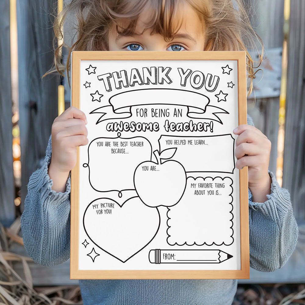 Back to School DIY Coloring Sign Teacher Appreciation Gifts - MyFaceBoxer