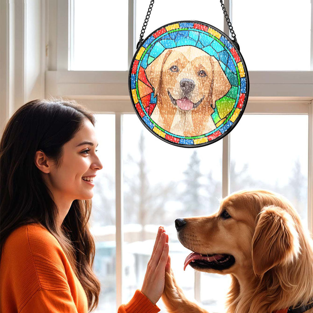 Custom Pet Stained Glass Suncatcher Pet Ornament Memorial Gifts for Pet Lovers - MyFaceBoxer