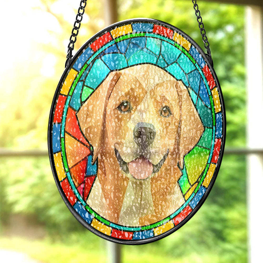 Custom Pet Stained Glass Suncatcher Pet Ornament Memorial Gifts for Pet Lovers - MyFaceBoxer