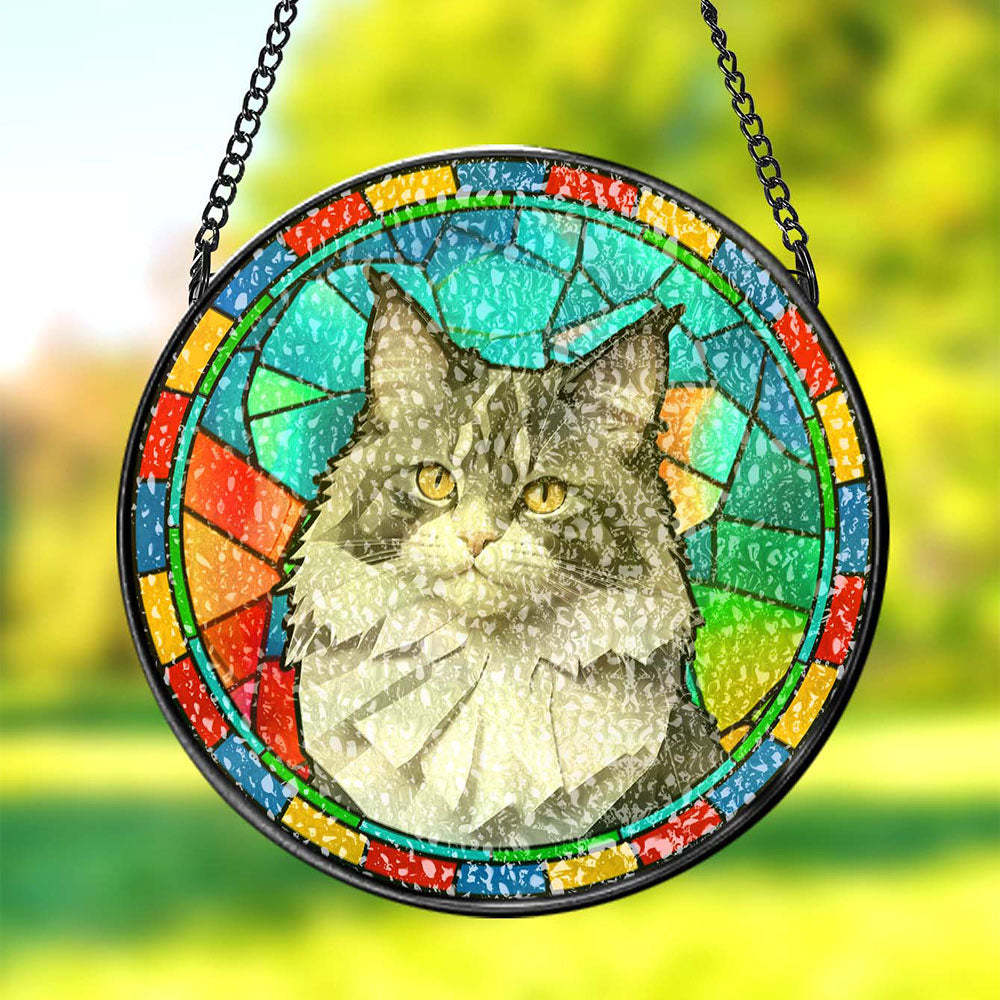 Custom Pet Stained Glass Suncatcher Pet Ornament Memorial Gifts for Pet Lovers - MyFaceBoxer
