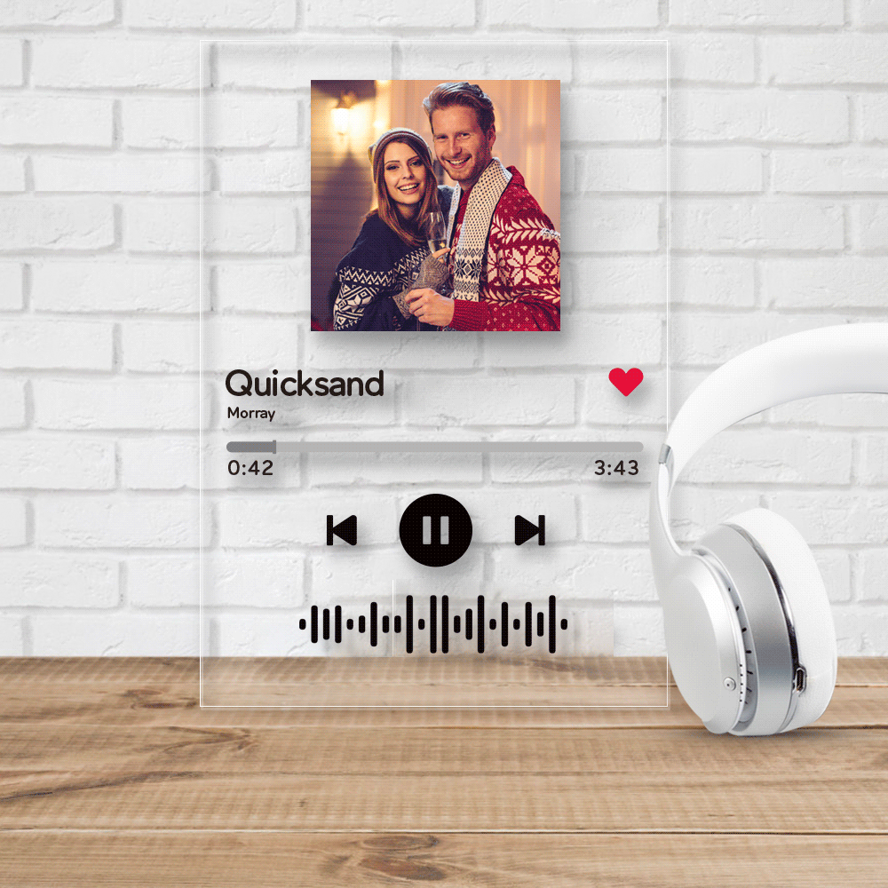 Custom music glass pane with favorite song with matching scannable code - MyFaceBoxer