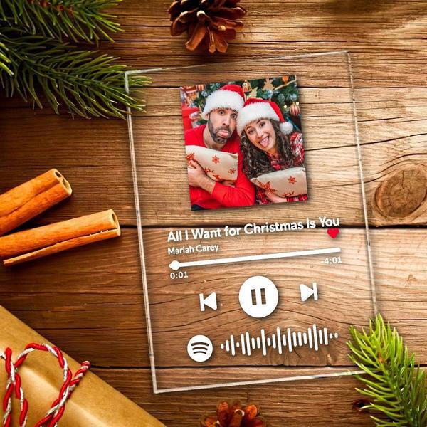 Custom Music code glass pane with favorite song with free keychain - MyFaceBoxer