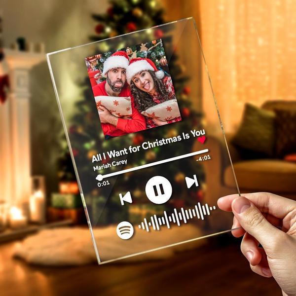 Custom Music code glass pane with favorite song with free keychain - MyFaceBoxer