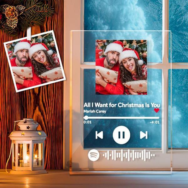Custom Music code glass pane with favorite song with free keychain - MyFaceBoxer