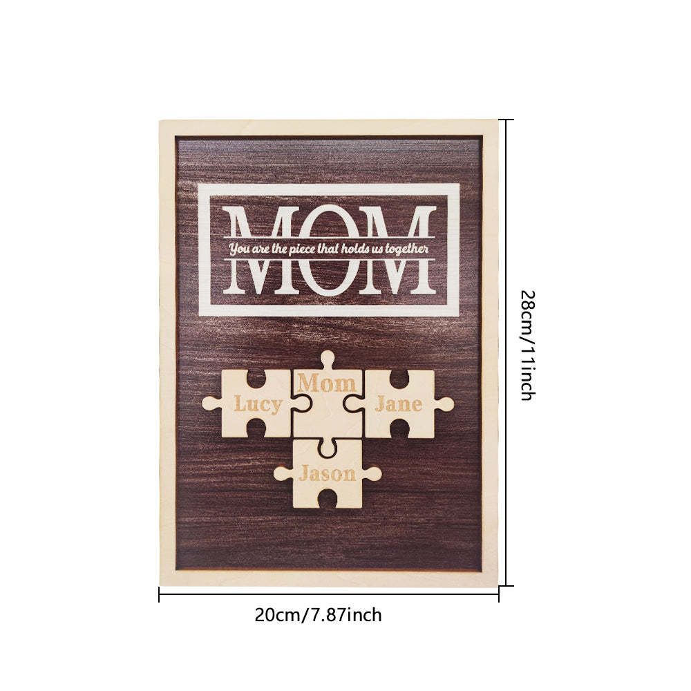 Personalized Mom Puzzle Plaque You Are the Piece That Holds Us Together Gifts for Mom - MyFaceBoxer