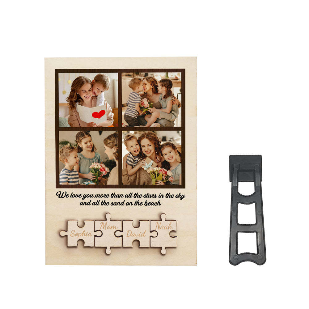 Personalized Wooden Photo Puzzle Sign Custom Family Member Sign Gift for Mom - MyFaceBoxer