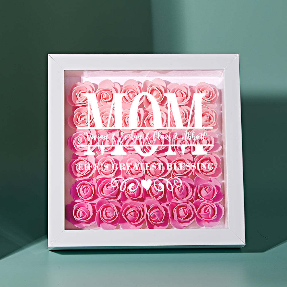 Custom Flower Shadow Box Personalized Name Flower Shadowbox Frame Mother's Day Gift - MyFaceBoxer